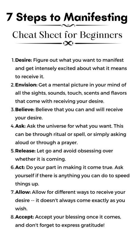 7 Steps for Manifestation Cheat Sheet for Beginners | Here are some steps on how to manifest faster and effectively. #manifestation #manifest #manifestmoney #manifestwealth Easy Manifesting Methods, Manifesting Dos And Donts, How To Manifest Scripting, How To Manifest For Beginners, How Do You Manifest, How To Manifest Success, How To Manifest Quickly, How To Manifest An Apartment, Law Of Assumption Cheat Sheet