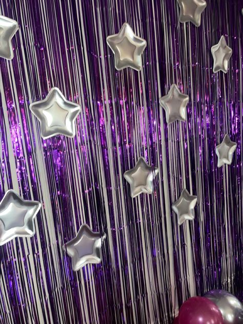 Purple And Silver Party Ideas, Sparkle Birthday, Simple Birthday Decorations, Silver Party, Purple Birthday, 19th Birthday, 23rd Birthday, Purple Sparkle, 17th Birthday