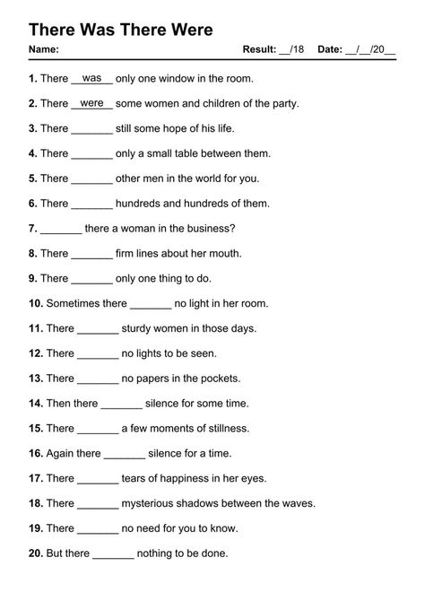 There Was There Were - Test 2 There Was There Were, Was And Were Worksheets, Was Were Worksheet Grade 2, Was And Were Worksheets For Grade 1, Was Were Worksheet Class 3, Was Were Worksheet, Use Of Was Were Worksheet, Singular Nouns, Subject Verb Agreement