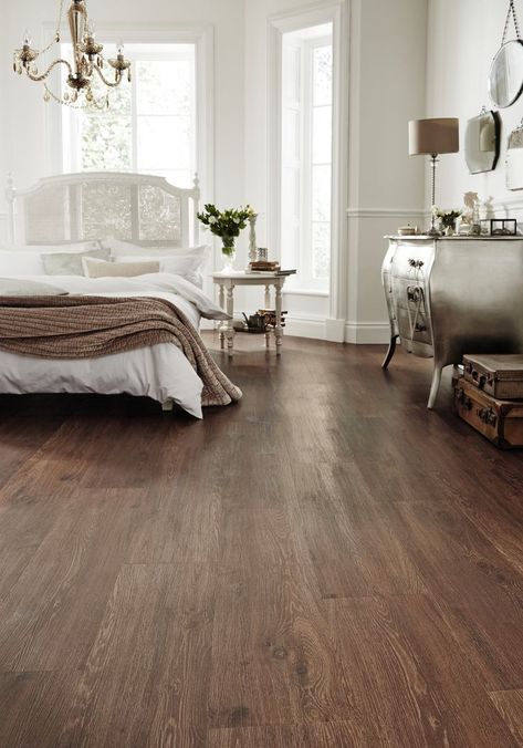 Boston loose lay LVP shown in a classic style bedroom, followed by a close-up angled image. Vinyl Flooring Bedroom, Karndean Design Flooring, Wood Vinyl Flooring, Karndean Flooring, Flooring Texture, Floor Bedroom, Waterproof Flooring, Wood Shades, Vinyl Tiles