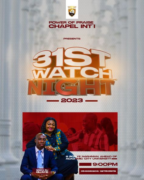 Brand Identity Design 31st Watch Night Flyer, Watch Night Service Flyer, 31st Night Church Flyer, Watch Night Service, 31st Night, Church Poster Design, Social Media Flyer, Church Poster, Church Graphic Design