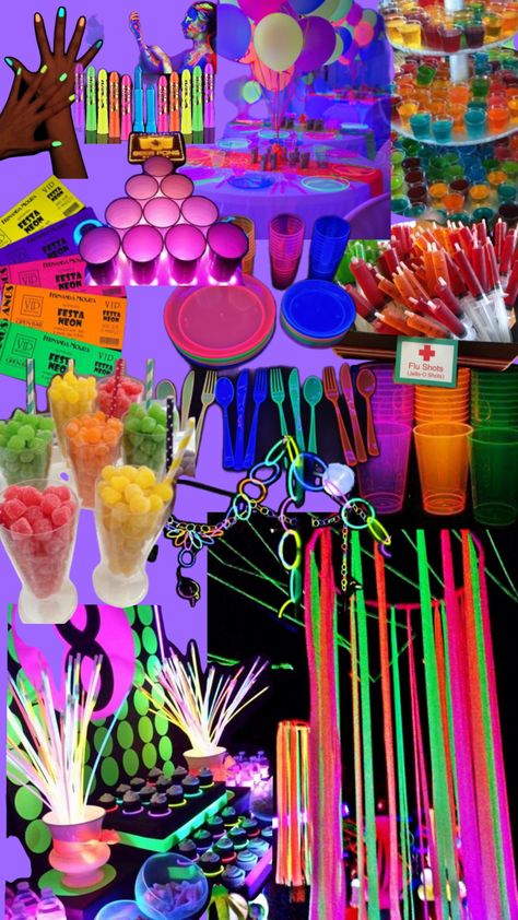 Neon Snacks, Glow Pool Party Ideas, Neon Beach Party, Neon Pool Party Ideas, Neon Party Foods, Neon Pool Parties, Spring Break Party, Neon Birthday Party, Sweet Sixteen Birthday Party Ideas