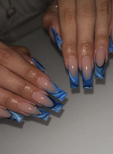 Dope Blue Nails, Dripping Nails, Classy Summer Nails, Bougie Nails, Hottest Summer Nails, Summer Nails Ideas, Nail Designs Ideas, Drip Nails, Nail Room