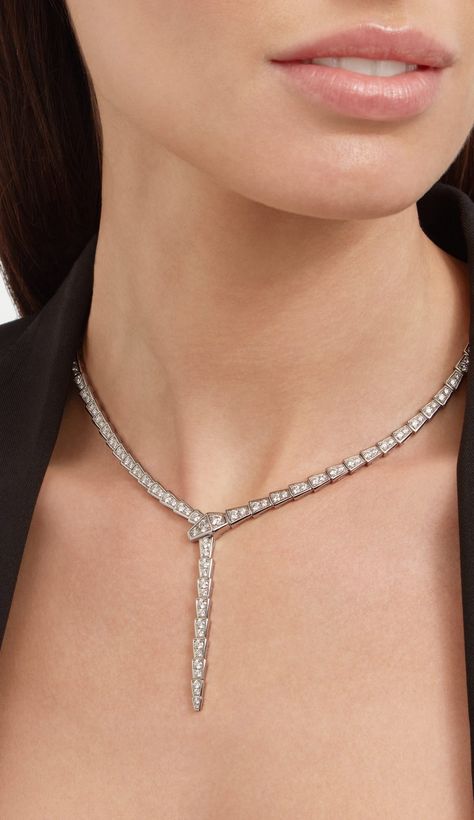 Serpenti Viper White Gold Necklace 351090 | Bvlgari White Gold 351090 | Necklaces | Bvlgari Official Store Serpenti Viper Necklace, Necklace White Gold, White Gold Necklace, Diamond Jewelry Necklace, White Gold Necklaces, Wish Come True, Necklace White, Hand Wrap, Business Ethics