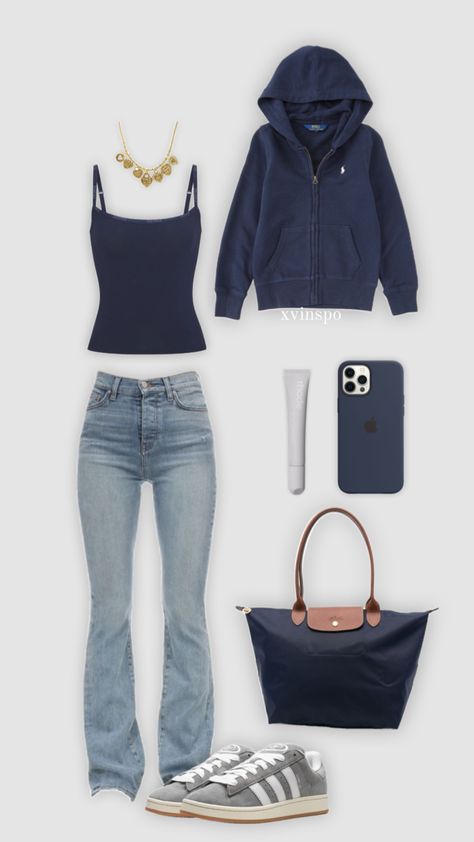 Navy Blue Outfits, Navy Blue Outfit, Cool Outfit Ideas, Blue Outfits, Outfits Jeans, Looks Pinterest, Cool Outfit, Outfit Inspo Casual, Trendy Outfits For Teens