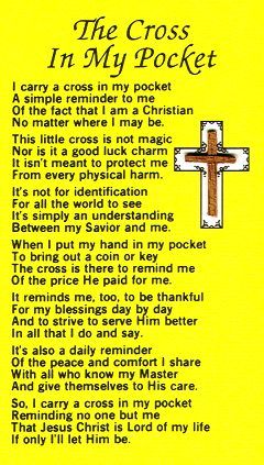 The Cross in my Pocket RS Cross In My Pocket, Pocket Prayer, Christian Poems, Christmas Poems, Good Prayers, Prayer Verses, Prayer Scriptures, Faith Prayer, Bible Knowledge