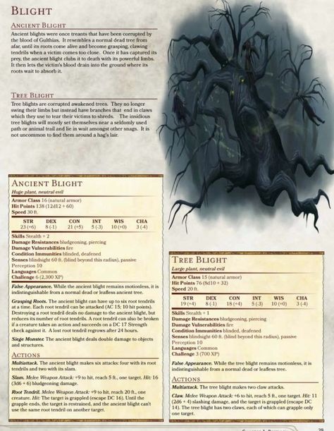 Ancient Blight & Tree Blight Dnd Greek Monsters, Sunless Citadel, Dnd Horror, Dnd Forest, Dnd Undead, Dnd Enemies, Homebrew Monsters, Greek Monsters, Dungeons And Dragons Rules