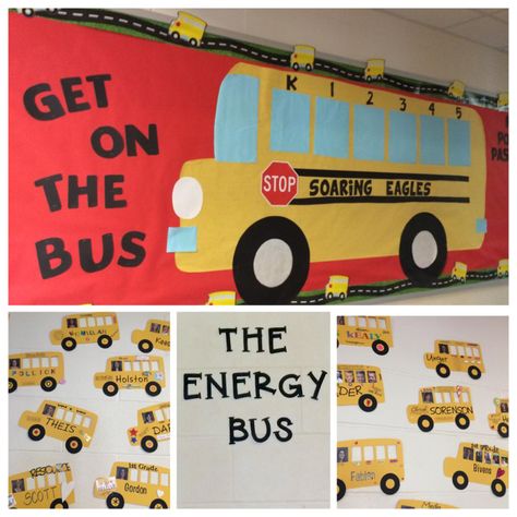 Jennifer Hellbusch on Twitter: "Our school wide theme is "The Energy Bus!" Look for the #DrivingWith❤️ http://t.co/WYeliCD3Ek" / Twitter School Wide Themes, Energy Bus, All About Me Preschool, Book Theme, School Culture, Teacher Boards, School Murals, Magic School Bus, School Bus Driver