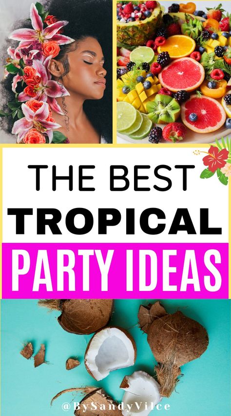 The best tropical party ideas Tropical Garden Party Ideas, Caribbean Theme Party Ideas, Island Theme Party Decorations, Tropical Party Food Ideas, Caribbean Party Decorations, Tropical Party Food, Tropical Night Party, Tropical Party Ideas, Tropical Paradise Party