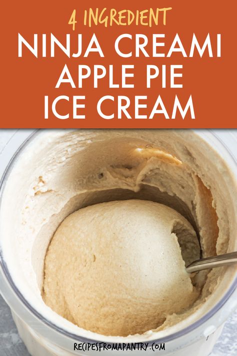 This easy Ninja Creami Apple Pie Ice Cream Recipe makes flavorful, creamy indulgent homemade apple pie ice cream - with just 6 simple ingredients and the Ninja Creami machine. Great fall dessert and Thanksgiving dessert using store-bought applesauce or fresh applesauce and it's easy to customize with mix-ins. It can be made a dairy free Ninja Creami apple Ice cream - Fall Ninja Creami recipe. Click for the Ninja Creami apple dessert!! #ninjacreami #icecream #applepie #fall #dessert Homemade Apple Ice Cream, Thanksgiving Ice Cream Recipes, Nice Cream Recipes For Ninja Creami, Apple Pie Ninja Creami, Fall Ninja Creami, Cremini Ice Cream Recipes, Ninja Creami Recipes Fairlife, Ninja Creami Coconut Milk Recipes, Ninja Creami Apple Pie Ice Cream