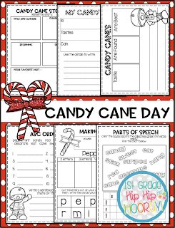 Candy Cane Day! SWEET Candy Cane Activities For Kindergarten, Candy Cane Day At School, Writing Informational Text, Creative Thinking Activities, Part Of Speech Grammar, Speech Lessons, Sensory Words, Kindergarten Word Families, Writing School