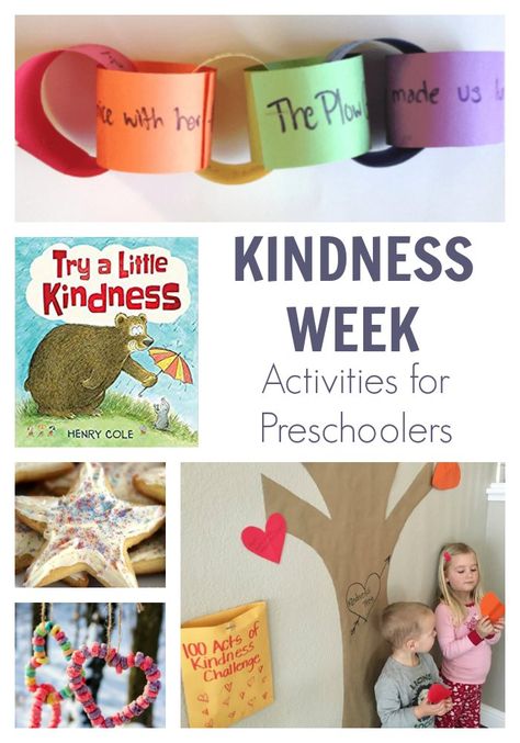 A planned week of simple kindness activities for preschoolers. Think about kindness, do acts of kindness at home, for the animals and wider community then keep the kindness going all year round. Preschool Friendship, Preschoolers Activities, Kindness Lessons, Kindness For Kids, Kindness Week, Friendship Theme, Teaching Kindness, Books About Kindness, Friendship Activities