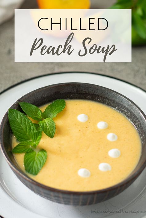 Peach Soup Recipe, Peach Soup, Chilled Soup Recipes, Cold Soup Recipes, Southern Cooking Recipes, Fruit Soup, Gazpacho Recipe, Chilled Soup, Summer Soup