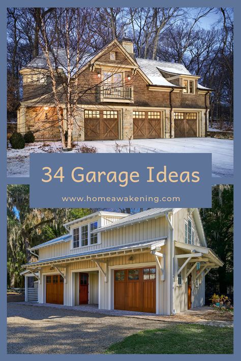 Here are 34 amazing ideas for your garage #garage #homedesign Garage Add On To House, Garage Expansion Ideas, Garages Ideas Design, House Over Garage, Garage Exterior Ideas, Lakehouse Remodel, Hangar House, Exterior Garage Door, Breezeway Ideas