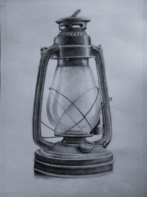 Lamp Sketch Drawings, Oil Lamp Drawing, Lamp Reference, Lamp Sketch, Draw Sea Animals, Still Life Pencil Shading, Lamp Drawing, Draw Sea