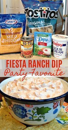 Sep 7, 2020 - Today's recipe is a quick and easy dip that only has 4 ingredients - Fiesta Ranch Dip, Sour Cream, Rotel, Shredded Cheddar Cheese! Perfect for the holidays, parties, game day and more - FIESTA RANCH Ranch Appetizers, Fiesta Ranch Dip, Dip Appetizers, Dip Party, Party Crowd, Easy Dip, Shredded Cheddar Cheese, Ranch Dip, Dip Recipes Easy