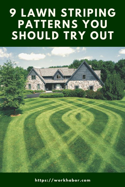 Are you looking to transform the look of your lawn? here are 9 Lawn Striping Patterns You Should Try Out. Diy Lawn Striper, Lawn Design Ideas, Lawn Striping Kits, Modern Lawn, Overseeding Lawn, Hammock Garden, Lawn Striping, Lawn Turf, Mulch Landscaping