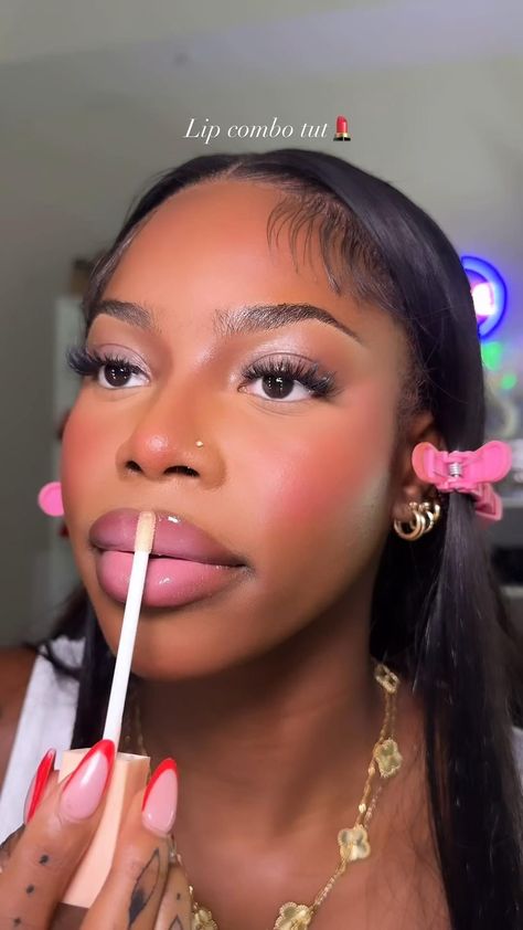 Birthday Makeup Looks, Lip Combos, Makeup For Black Skin, Chic Makeup, Lip Makeup Tutorial, Brown Skin Makeup, Face Makeup Tutorial, Favorite Makeup Products, Glamour Makeup