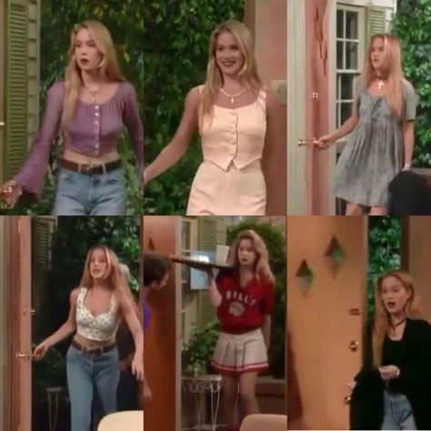 90s Fashion Staples, 90s Looks Outfits Party, Kelly Bundy Outfits, The Girl Next Door Outfits, Throwback Clothes, 90s Series, Kelly Bundy, 90s Fashion Summer, 90s Inspired Outfits