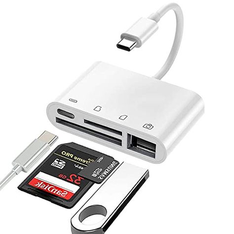 USB C to SD Card Reader 4 in 1 Type C Micro SD TF Card Reader with Charging Port USB C to USB Camera Memory Card Reader Adapter for MacBook Pro iPad Pro Galaxy S10/S9 and More USB C DevicesSyntech USB C to USB Adapter Pack of 2 USB C Male to USB3 Female Adapter Compatible with MacBook Pro 2021 iMac iPad Mini 6/Pro MacBook Air 2020 and Other Type C or Thunderbolt 4/3 Devices Space Grey Check... Micro Sd Card, Usb Adapter, Camera Cards, Memory Card, Micro Sd, Selling Products, Life Plan, Card Reader, 4 In 1