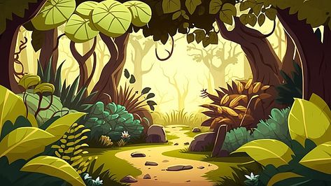 Playhouse Cafe, Jungle Video, Jungle Cartoon, Boys Room Mural, Night Jungle, Wallpaper Jungle, Background Night, Forest Drawing, Background Cartoon