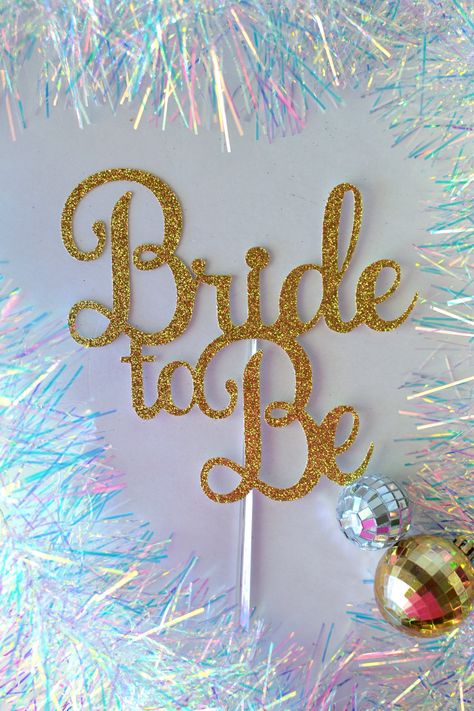 Glitter Bride to Be Cake Topper, From Miss to Mrs Cake Topper, Bridal Shower Cake, Engagement Party Topper, Wedding Cake topper by PrettyCuteCuts on Etsy Bridal Shower Toppers Printable, Bride To Be Topper Printable, Bride To Be Topper, Bride To Be Printable, Miss To Mrs Cake Topper, Miss To Mrs Cake, Diy Cake Topper Printable, Bride To Be Cake Topper, Cake Engagement