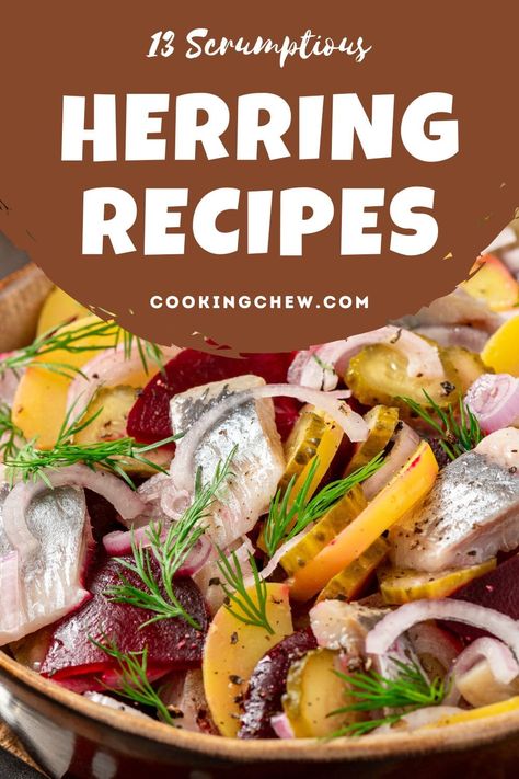 Pickled Herring Dishes, Herring In Wine Sauce, Canned Herring Fillets Recipe, Herring Fish Recipe, Canned Herring Recipes, Herring Recipes Fish, Creamed Herring Recipe, Herring Salad Recipe, Pickled Herring Recipe