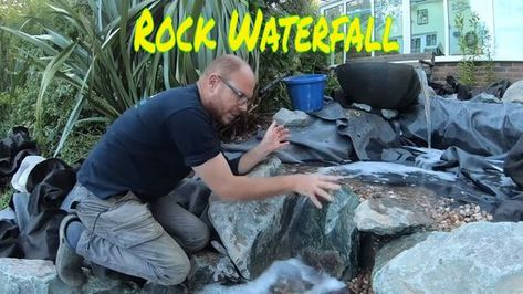 How To Build A Waterfall Step By Step, Rock Waterfall Landscaping, Sunroom Conversion, Waterfall Building, Waterfall Ideas, Diy Waterfall, Rock Steps, Waterfall House, Pond Kits