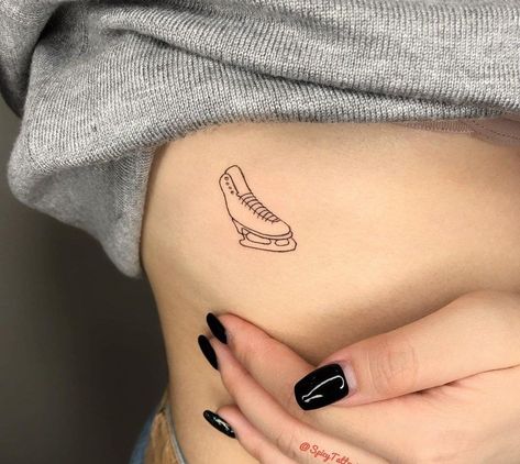 Ice Skate Tattoo, Ice Tattoo, Skate Tattoo, Feminine Tattoo Ideas, Fine Line Tattoo Ideas, Round Tattoo, Line Tattoo Ideas, Matching Best Friend Tattoos, Quote Tattoos