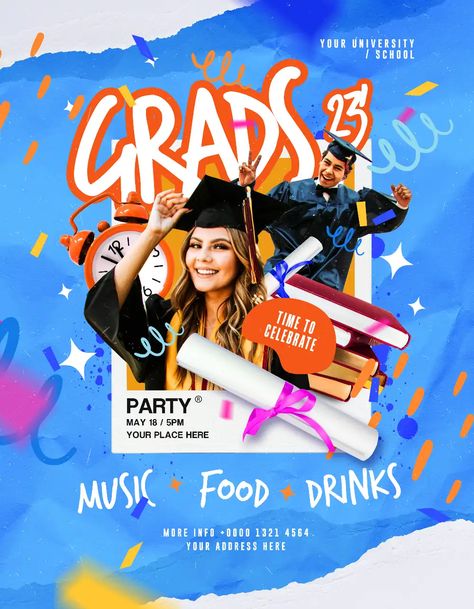 Graduation Pubmat Ideas, School Event Poster Design, Celebration Design Poster, Graduation Designs Ideas, Kids Event Poster, Graduation Graphic Design, Graduation Poster Design, Graduation Poster Ideas, Fun Poster Design