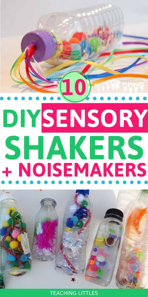 DIY sensory shakers and noise makers for your baby, toddler, or preschooler to have fun with and watch as they play. Easily make music or noise with them Homemade Sensory, Nursery Sensory Ideas, Diy Sensory Toys Preschool, Shakers For Kids, Diy Noise Makers For Kids, Shakers Diy, Noise Makers For Kids, Music Activities For Infants, Diy Sensory Toys For Toddlers