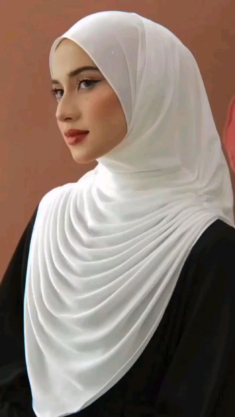 Jersey Shawl Hijab Tutorial, Shawl Tutorial Hijab, White Niqab, Hijab Tutorial For Wedding, Jersey Hijab Tutorial, Hijab Tutorial Pashmina, Hijab Video, Style Hijab Simple, Wedding Hijab Styles