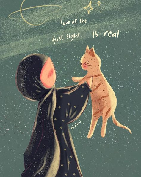 Love at the first sight is real! Love you pet 🌾🌾🌾 ♡♡♡ #dailyquote #dailyreminder #selfreminder #animal #pet #petlovers #petilustration #muslimillustrator. #internationalcatday Animals Love, Loving Cats Quotes, Islamic Drawing, Flower Screensaver, Animal Love Quotes, Pakistani Art, Kitten Drawing, Anime Muslim, Islamic Cartoon