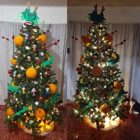 One Piece Anime Christmas Tree, Naruto Christmas Tree, Dragon Ball Christmas Tree, Anime Christmas Decorations, Dragon Ball Z Christmas Tree, Anime Christmas Tree, Dragon Ball Christmas, Planet Namek, Goku Birthday