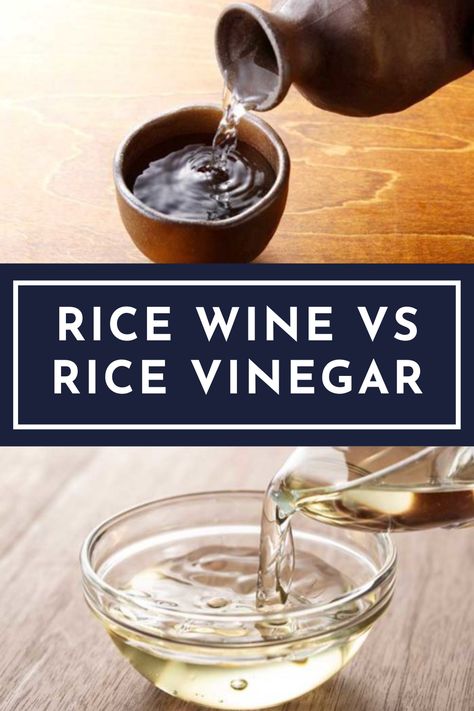 Rice Vinegar vs. Rice Wine. Rice wine and rice vinegar are often confused in the kitchen. Learn the differences with our ingredient guide so you know when to use each one. Rice wine and rice vinegar are two different types of alcohol used for cooking. What’s the Difference between rice vinegar and rice wine. Discover the difference of these types of alcohol used for cooking. Rice Wine Vinegar Recipes, Different Types Of Alcohol, Types Of Alcohol, Types Of Red Wine, Chinese Rice, Garlic Puree, Champagne Vinegar, Homemade Barbecue Sauce, Ingredient Substitutions