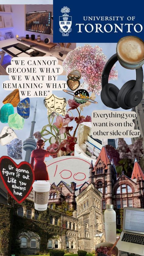 2023/24 school year moodboard #toronto #uoft #university #universityoftoronto #moodboards University Inspiration, Canada Lifestyle, College Vision Board, Law School Inspiration, Manifesting Vision Board, College Motivation, Med School Motivation, Vision Board Photos, Toronto City