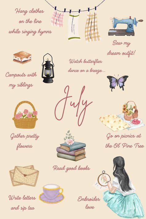 My aesthetic visual board for July!  Perhaps it will inspire you! Happy summer everyone! July Aesthetic Summer, July Aesthetic Month, July Bucket List, Holiday Collage, Fill Your Bucket, July Aesthetic, Reading Template, Planner Schedule, Family Command Center