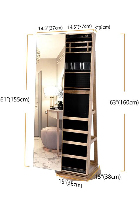 Amazon storage solutions! Mirror, storage and jewelry cabinet all in one. #amazonfinds #organizationideas #homedecorideas #amazonhomefinds Body Mirror Jewelry Holder, Standing Mirror Storage, Make Up Stand Ideas, Long Mirror Dressing Table With Storage, Stand Mirror In Bedroom, Standing Mirror Aesthetic, Standing Mirror In Bedroom, Full Length Mirror With Storage, Wardrobes Ideas