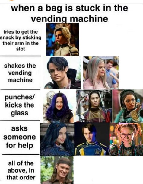 Disney Descendants Memes, Descendants Memes Funny, Descendants Funny, Disney Descendants Characters, Descendants Pictures, Disney Movies List, Fuuny Memes, Disney Descendants Movie, Disney Channel Descendants