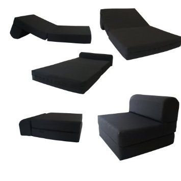 Amazon.com - Black Sleeper Chair Folding Foam Bed Sized 6" Thick X 32" Wide X 70" Long, Studio Guest Foldable Chair Beds, Foam Sofa, Couch. $120 Best Futon Mattress, Chair Beds, Folding Couch, Best Futon, Futon Decor, Foldable Chair, Foam Sofa, Foam Bed, Foldable Bed