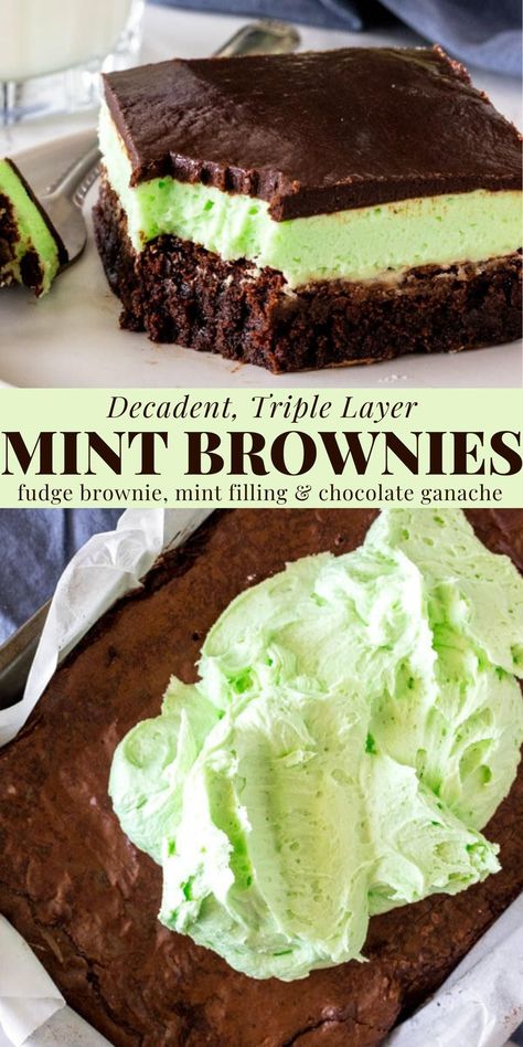 Chocolate Brownie Mint Sandwiches, Mint Brownies With Chocolate Ganache, Fresh Mint Desserts, Chocolate Mint Desserts, Heath Recipes, Chocolate Mint Cake, Mint Chocolate Brownies, Mint Dessert, Mint Brownies Recipe