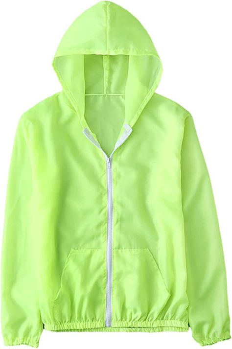 Women's UPF 50+ Sun Protection Hoodie Jacket Long Sleeve Sun Shirt Zip Up Hoodie Hiking Outdoor Performance Shirt Neon Green, One Size at Amazon Women’s Clothing store Uv Clothing, Sunscreen Clothing, Plain Hoodies, Hiking Jacket, Fishing Outfits, Workout Jacket, Streetwear Women, Sports Jacket, Pure Color