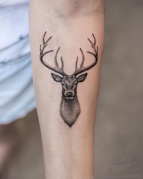 Stag Tattoo Design, Buck Tattoo, Deer Head Tattoo, Elk Tattoo, Deer Tattoo Designs, Word Tattoo Ideas, Stag Tattoo, Wildlife Tattoo, P Tattoo