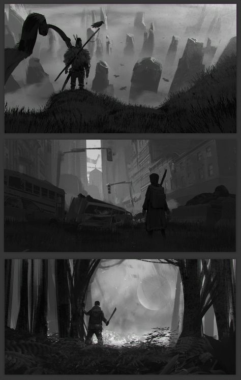 ArtStation - comp sketches 02, florent lebrun Value Painting, Environment Sketch, Landscape Concept, Art Et Illustration, Matte Painting, Visual Development, 판타지 아트, Environment Design, Environment Concept Art