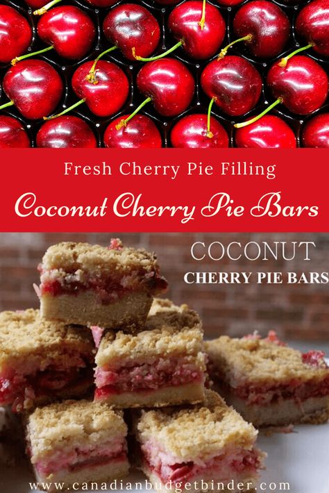 Cherry Squares, Fresh Cherry Pie, Cherry Pie Filling Recipes, Cherry Pie Bars, Homemade Cherry Pies, British Recipes, Date Squares, Desert Ideas, Canning Cherry Pie Filling