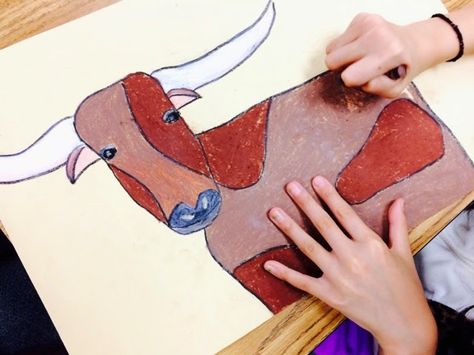 it's art day: Value study+ IC Rock art + Texas Symbols = Longhorns Texas Art Projects For Kids, Longhorn Art, Texas History Projects, Texas Symbols, Texas Crafts, Texas Art, First Grade Resources, Texas History, History Projects