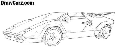 How to draw a Lamborghini Countach Lamborghini Countach Drawing, Cartoon Car Drawing, Car Drawing, Cartoon Car, Lamborghini Cars, Lamborghini Countach, Motor Bikes, Ford Classic Cars, Cars 2