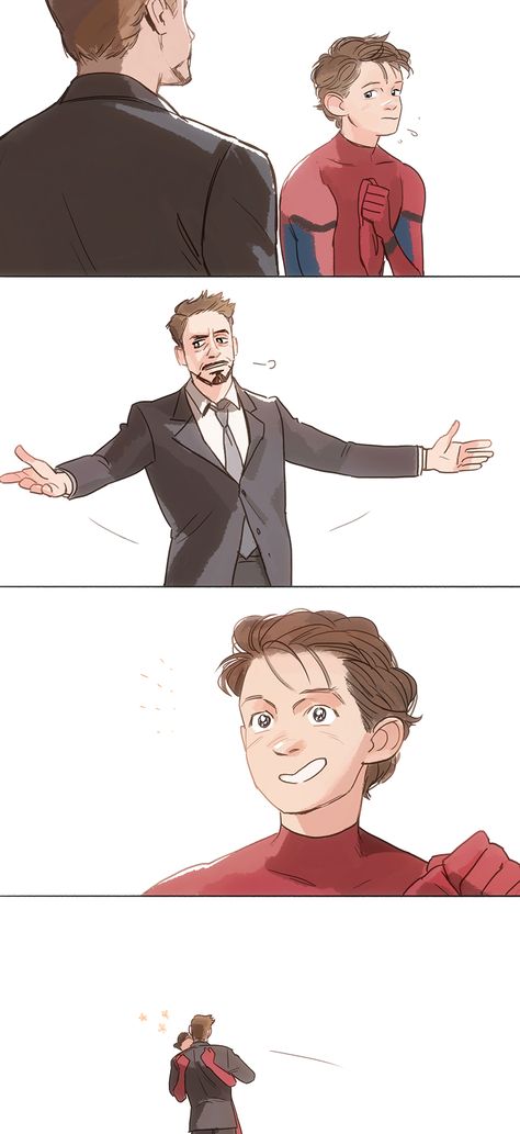 Tom Holland Peter Parker Tony Stark (Fanart) Artist: @hallpen Funny Marvel Memes, Marvel Jokes, Avengers Funny, Marvel 3, Marvel Fan, Marvel Funny, Marvel Stuff, Marvel Memes, Marvel Heroes