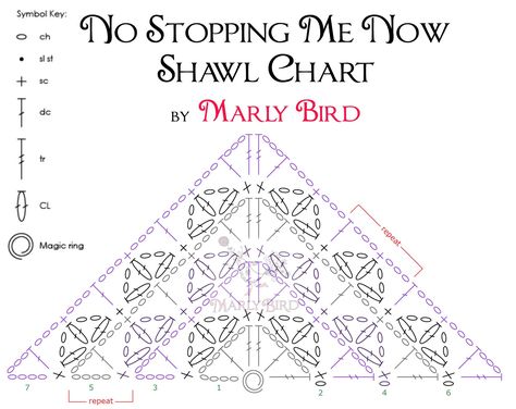 NoStoppingMeNow_Free Crochet Shawl Pattern and Chart Poncho Au Crochet, Marly Bird, Crochet Shawl Diagram, Crochet Shawl Free, شال كروشيه, Poncho Crochet, Crochet Shawl Pattern Free, Shawl Crochet, Crochet Triangle