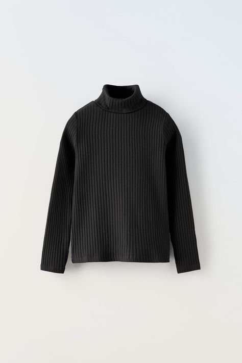 RIBBED TURTLENECK T-SHIRT - Black | ZARA United Kingdom Black Turtleneck Shirt, Turtleneck T Shirt, Turtleneck Shirt, Ribbed Turtleneck, Black Turtleneck, Black Shirt, United Kingdom, Turtle Neck, Zara